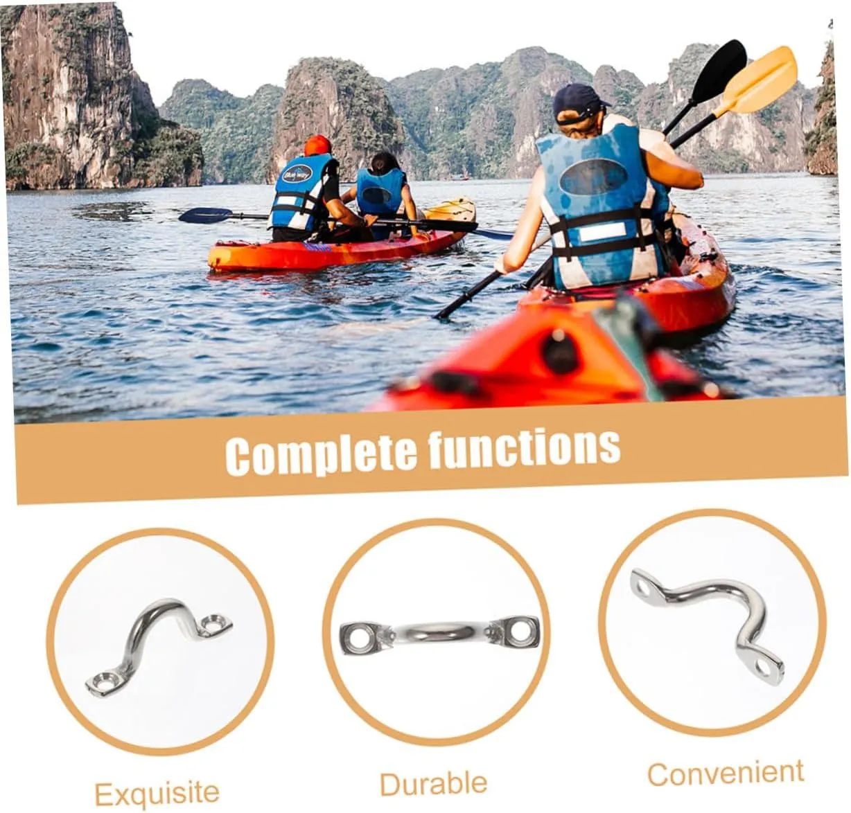 1 Set Kayak Door Knob Door Handle Stainless Pad Eye Straps Marine Boat Hardware Pad Eye Straps for Boats