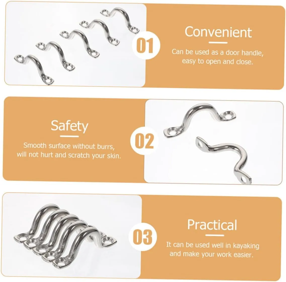 1 Set Kayak Door Knob Door Handle Stainless Pad Eye Straps Marine Boat Hardware Pad Eye Straps for Boats
