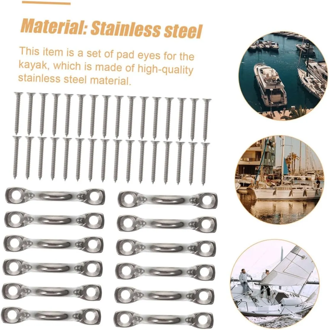 1 Set Kayak Door Knob Door Handle Stainless Pad Eye Straps Marine Boat Hardware Pad Eye Straps for Boats