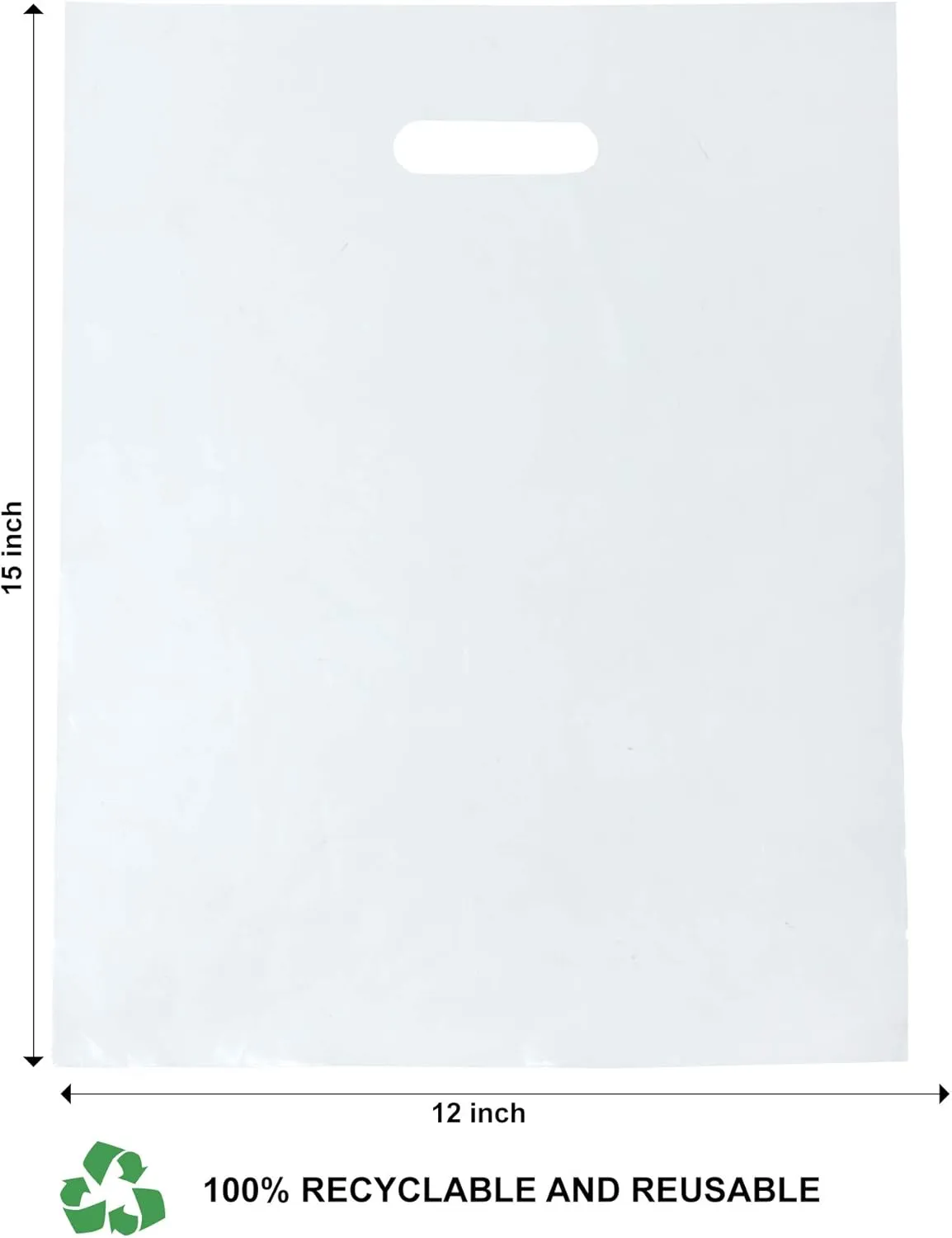 100 Clear Plastic Bags with Handles - 12"x15" Glossy Retail Shopping Bags for Small Business, Boutique, Gift and Trade Show