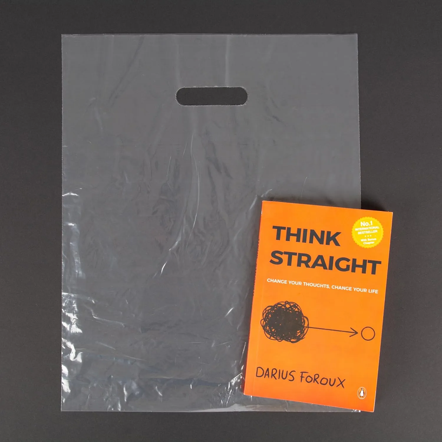 100 Clear Plastic Bags with Handles - 12"x15" Glossy Retail Shopping Bags for Small Business, Boutique, Gift and Trade Show