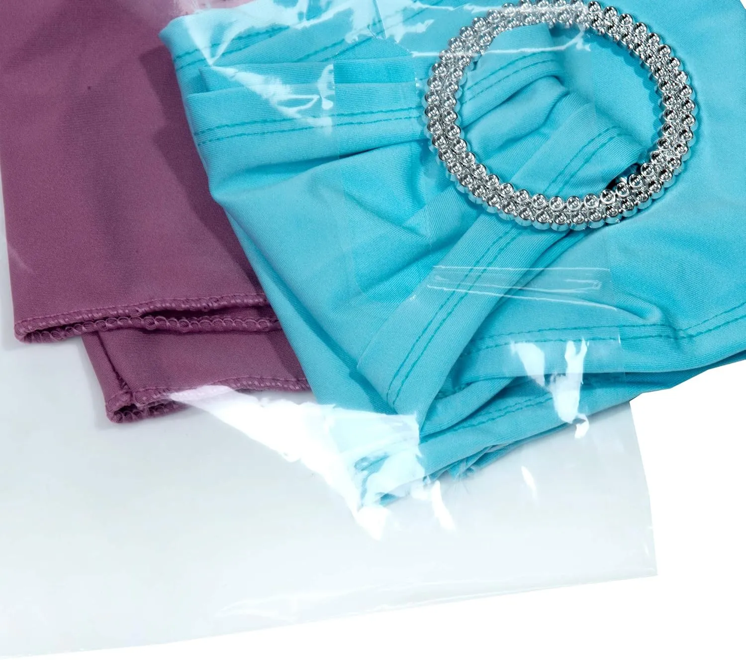 100 Clear Plastic Bags with Handles - 12"x15" Glossy Retail Shopping Bags for Small Business, Boutique, Gift and Trade Show