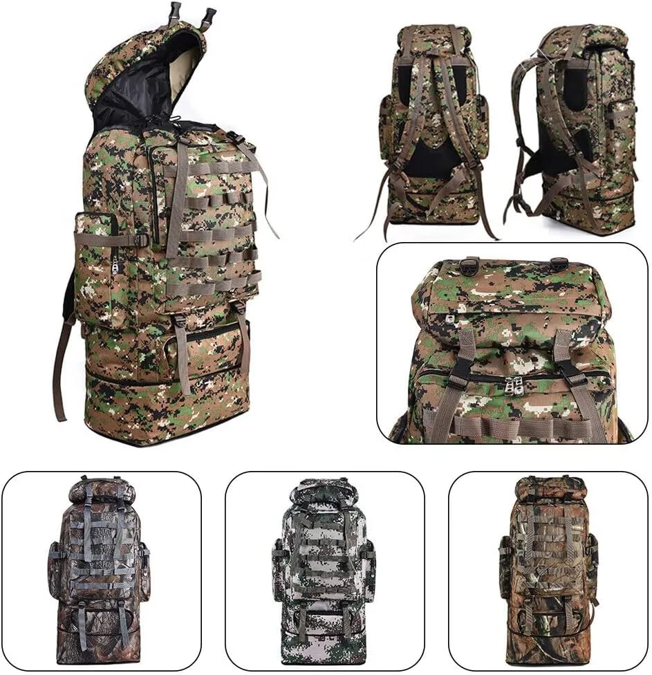 100L Camping Hiking Backpack, Large Military Tactical Backpack Waterproof Travel Daypack Survival Rucksack Bushcraft Backpack Lightweight Outdoor Camping Bag,Digital Camo