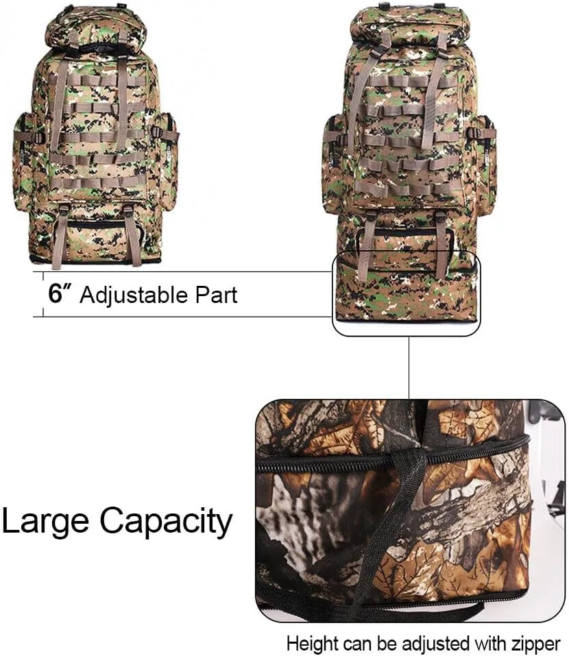 100L Camping Hiking Backpack, Large Military Tactical Backpack Waterproof Travel Daypack Survival Rucksack Bushcraft Backpack Lightweight Outdoor Camping Bag,Digital Camo