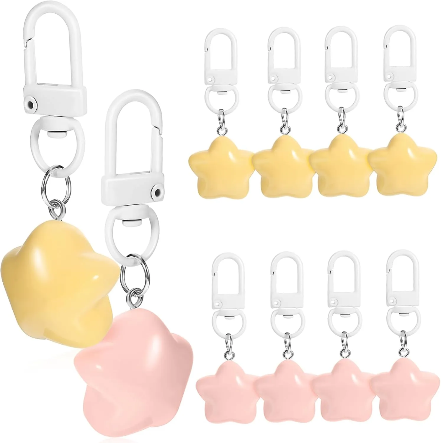 10Pcs Star Keychain Cute Aesthetic Bag Charms Durable Hanging Pendants for Purses Backpacks Adorable Snap Accessories