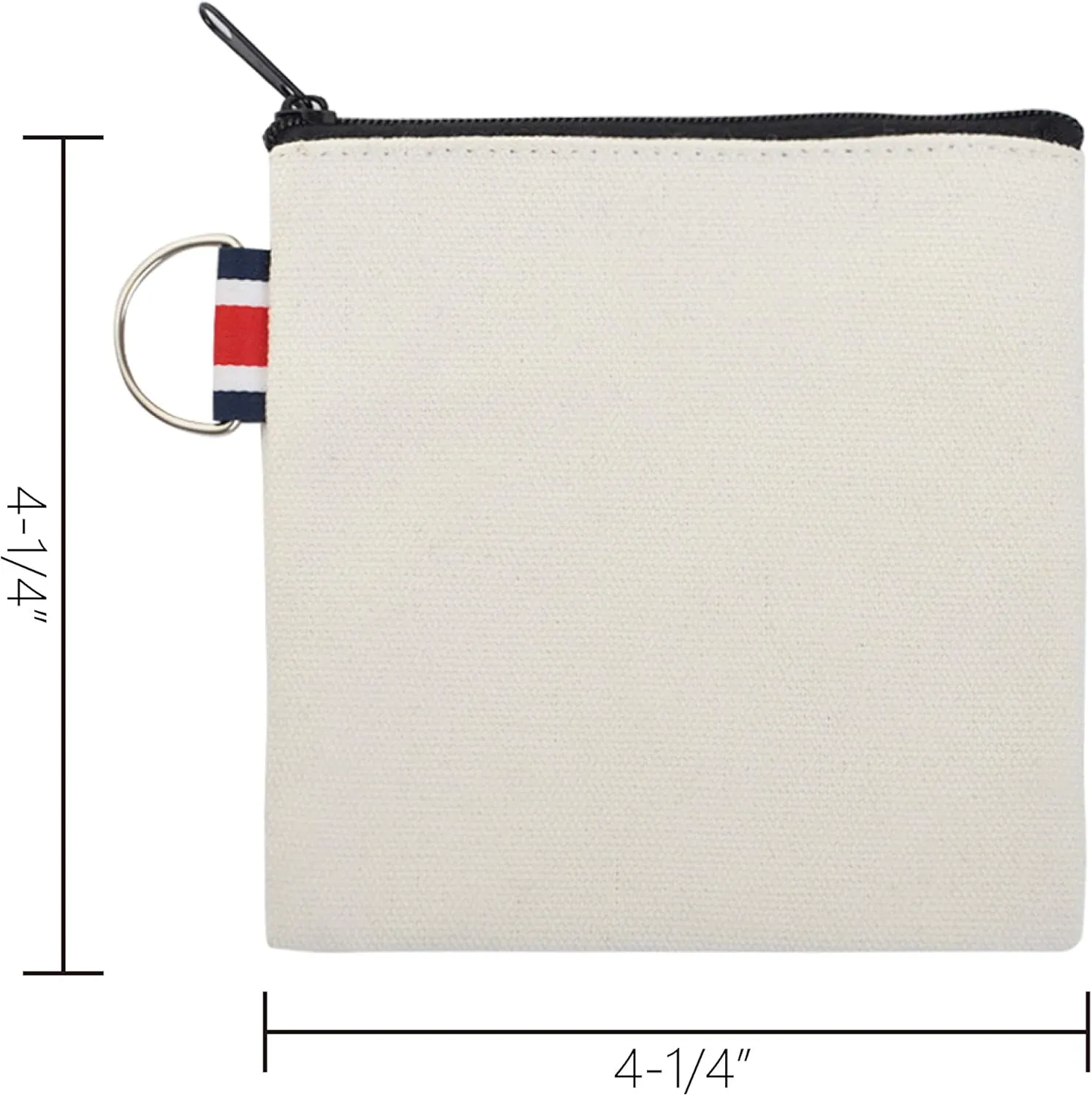 12-Pack Canvas Coin Purses, Square DIY Small Zipper Pouches, 4-1/4 x 4-1/4 Inch (Natural)