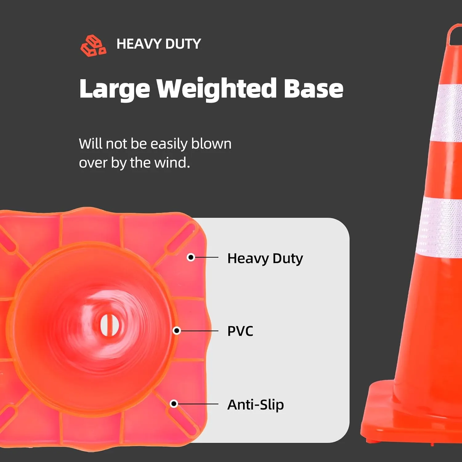 12 Pack Traffic Safety Cones 28inch with Hand-Held Ring,2 Reflective Collars PVC Orange Construction Cones for Parking Lot,Home Road Use,Construction Events,Driving Training