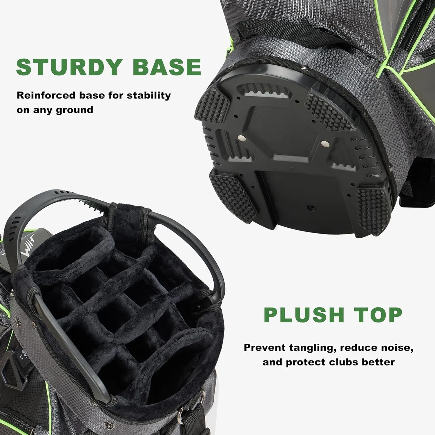 14-Way Golf Cart Bag with Full Length Divider, Premium PU Leather Golf Bag with Plush Top, Magnetic Pocket and Rain Cover for Men
