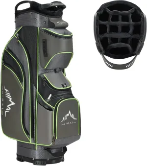 14-Way Golf Cart Bag with Full Length Divider, Premium PU Leather Golf Bag with Plush Top, Magnetic Pocket and Rain Cover for Men