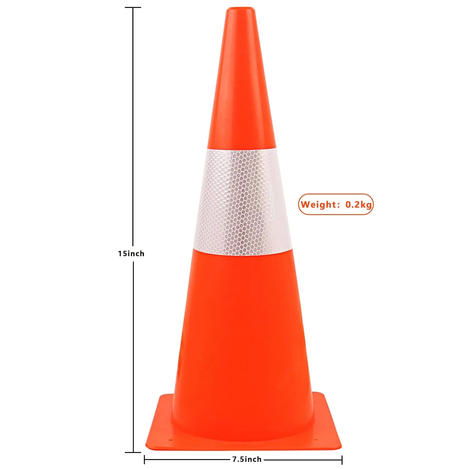 15 inch Traffic Safety Cones with Reflective Collars,[4 Pack]Orange Construction Cones| Parking Cones| Soccer Training Cones |Road Cones for Parking lot, Driveway, Sport and Driving Training.