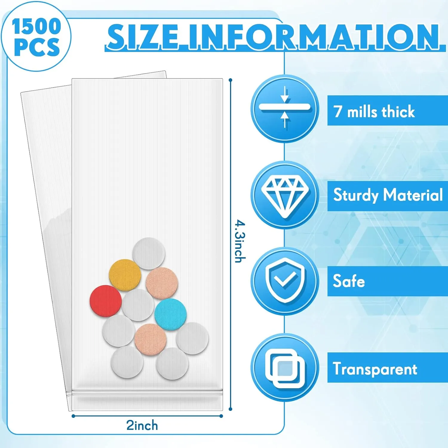 1500 Pcs Pill Crusher Pouches for Medicine Travel Crushing Bags Pill Bag for Small Pills Medicine Crushers, Straight Seam, Easy Consumption with Zero Waste (1500 Pcs)
