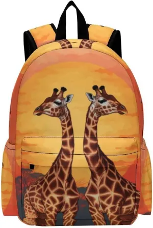 16 Inch Backpack Giraffes at Sunset Laptop Backpack School Bookbag Shoulder Bag Casual Daypack