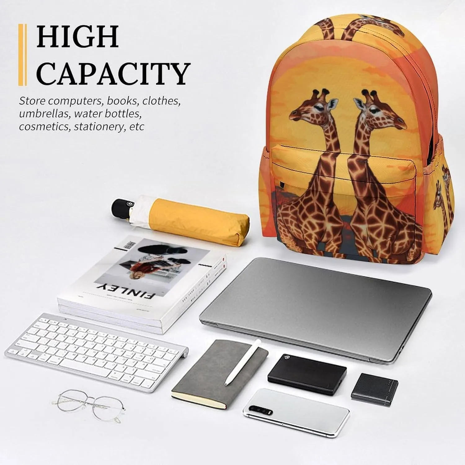 16 Inch Backpack Giraffes at Sunset Laptop Backpack School Bookbag Shoulder Bag Casual Daypack