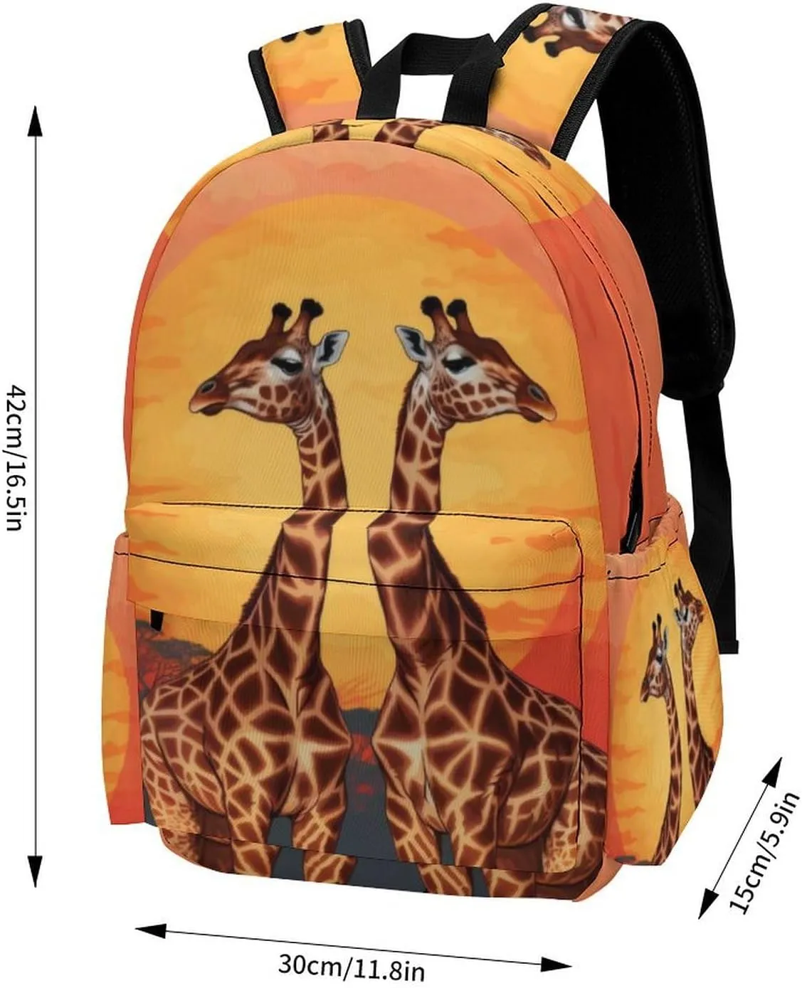 16 Inch Backpack Giraffes at Sunset Laptop Backpack School Bookbag Shoulder Bag Casual Daypack