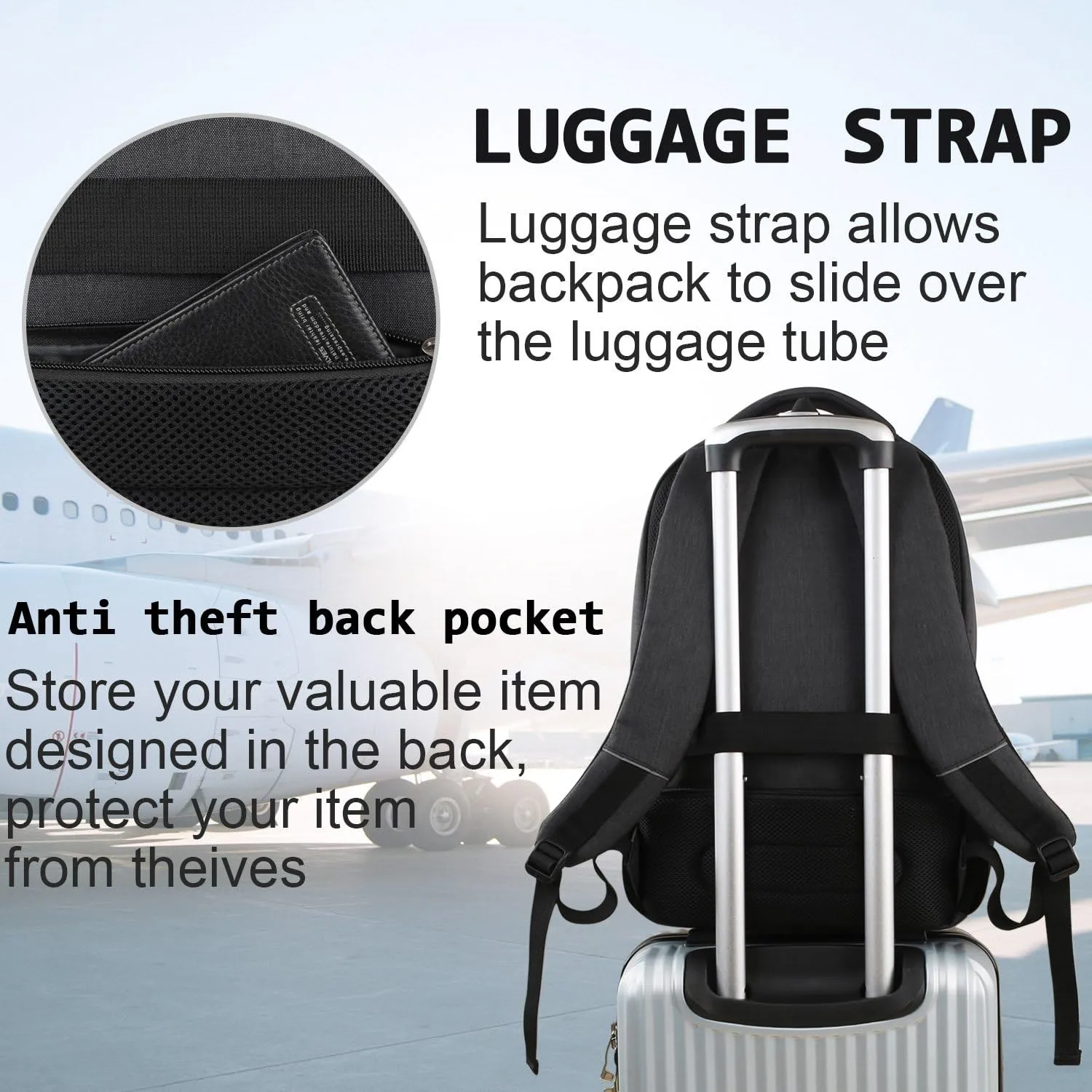 17 Inch Laptop Backpack, Business Anti Theft Slim Durable Laptops Backpack with USB Charging Port, Water Resistant College Computer Bag Gifts for Men & Women Fits 15.6 Inch Notebook-Black