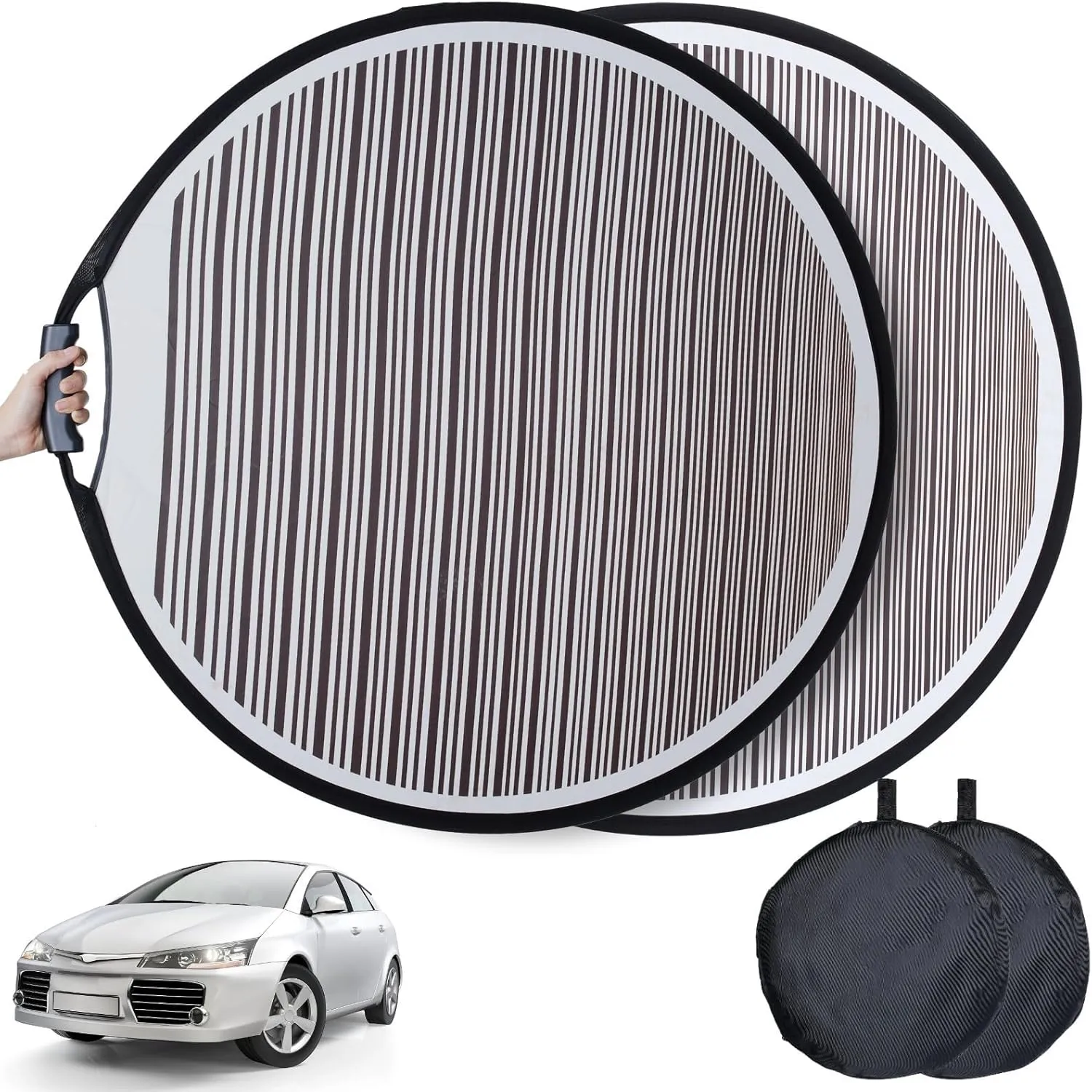 2-Pack Dent Detection Light Reflector Panels with Storage Bag, Flexible Foldable Panel for Car Door Scratches & Hail Damage