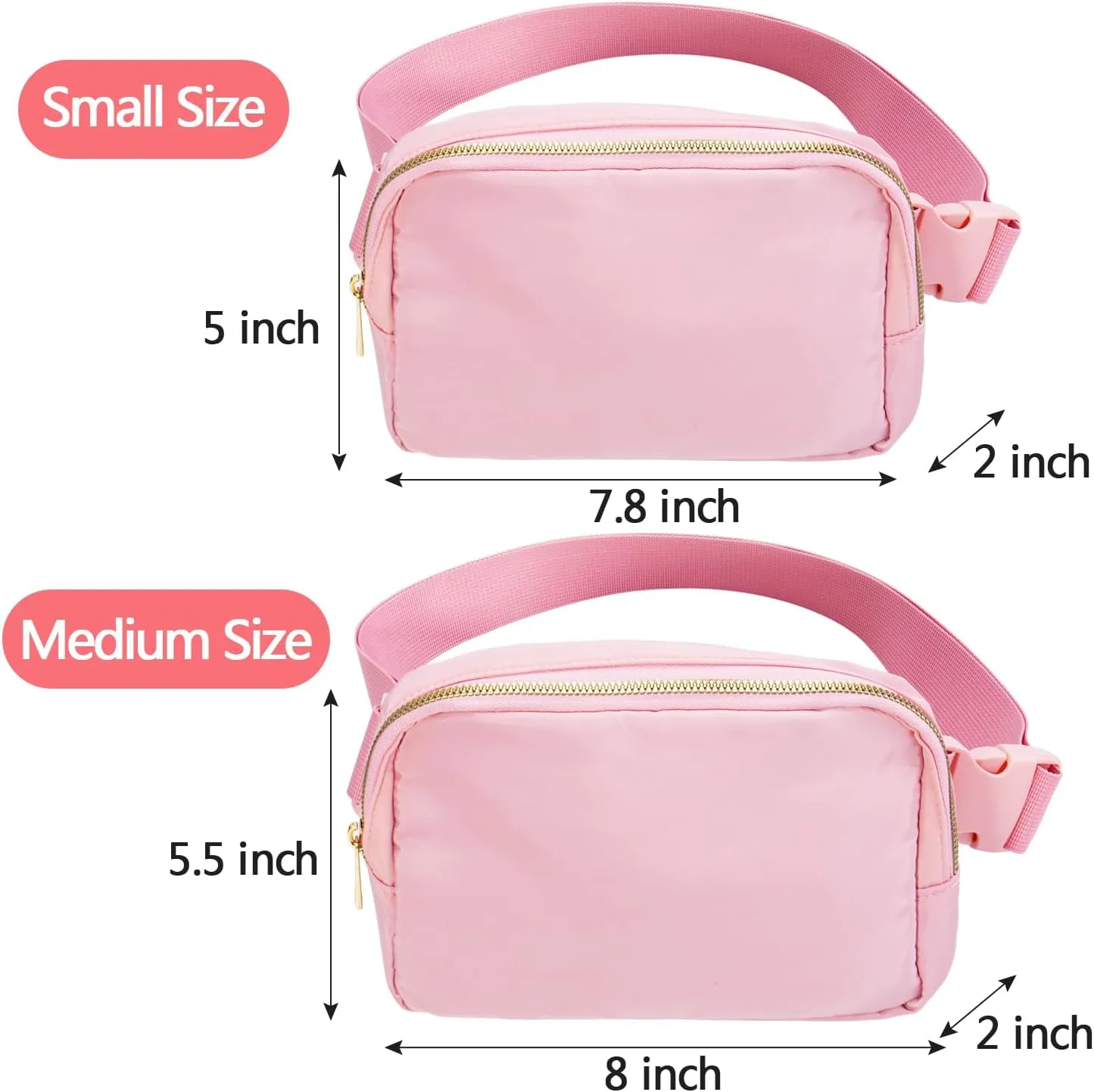 2 Packs Belt Bag For Women Crossbody Fanny Packs Fashion Waist Bag Waterproof Cute Purse Small for Travel Workout Running