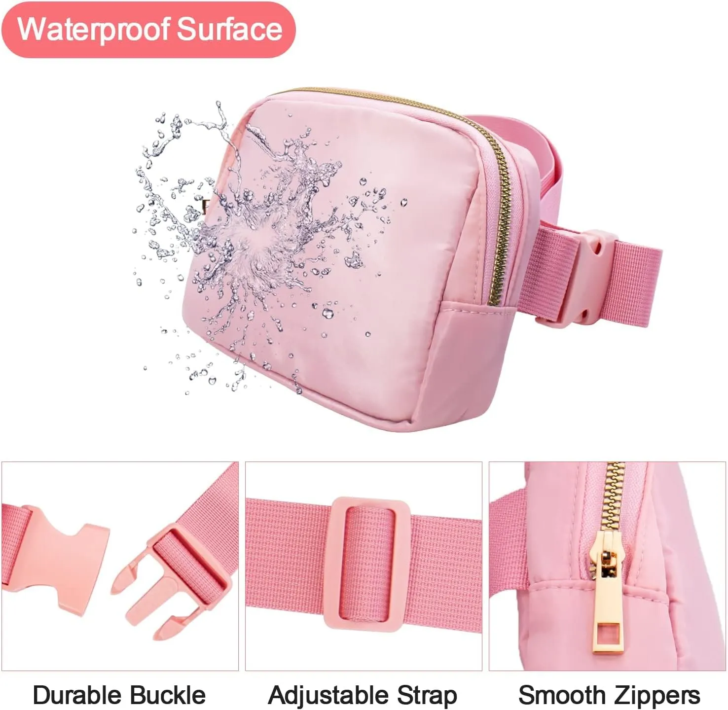 2 Packs Belt Bag For Women Crossbody Fanny Packs Fashion Waist Bag Waterproof Cute Purse Small for Travel Workout Running