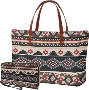 2 PCS Purse and Wallet Set for Women, Lightweight Large Top Handle Purse with PU Wallet for Work Party Shopping