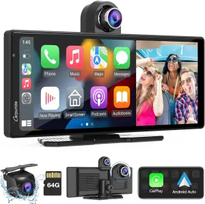 2025 Carpuride W903 Wireless Carplay & Android Auto with Dash Cam - 9.3" HD IPS Touch Car Play Screen for Car, 4K Front & 1080P Rear Camera, Loop Recording, Bluetooth Audio, Mirror Link, GPS, Siri