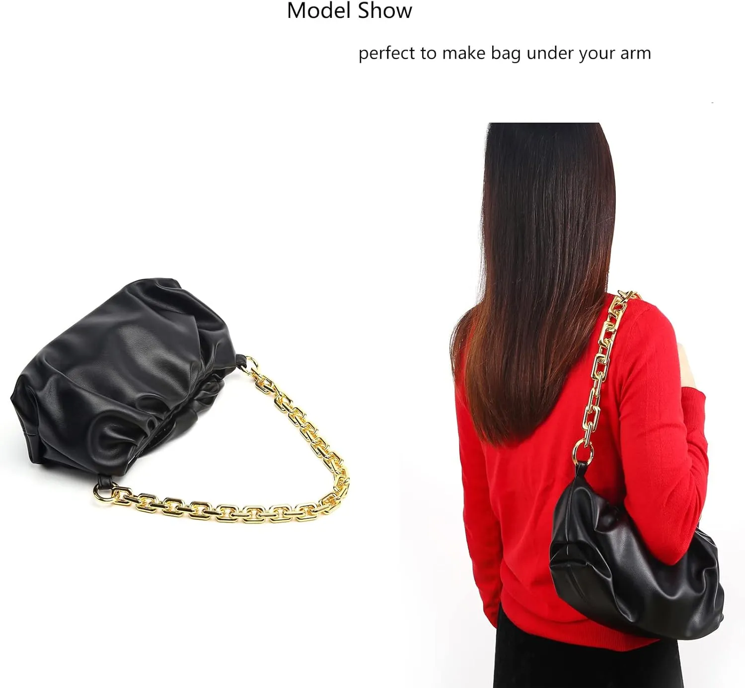 22.5 Inch Gorgeous Heavy Metal Bag Chain Purse Handle Shoulder Strap Replacement (Silver, Large)