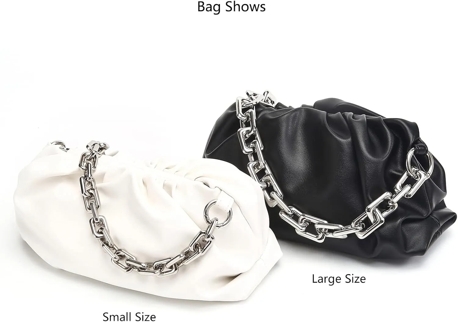 22.5 Inch Gorgeous Heavy Metal Bag Chain Purse Handle Shoulder Strap Replacement (Silver, Large)