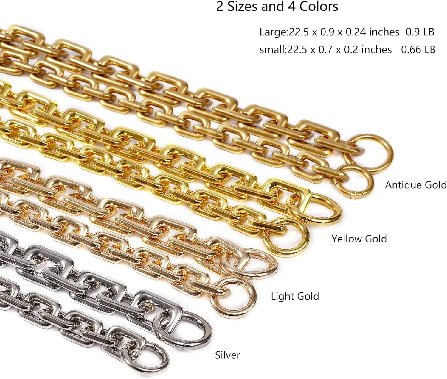 22.5 Inch Gorgeous Heavy Metal Bag Chain Purse Handle Shoulder Strap Replacement (Silver, Large)