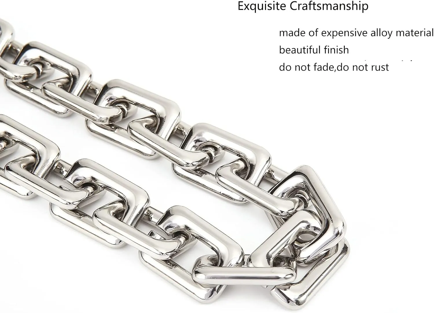 22.5 Inch Gorgeous Heavy Metal Bag Chain Purse Handle Shoulder Strap Replacement (Silver, Large)