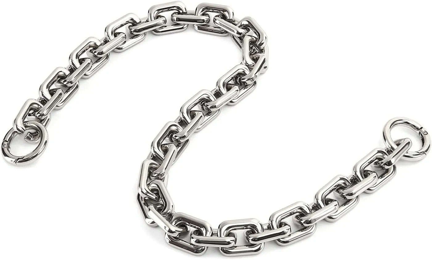 22.5 Inch Gorgeous Heavy Metal Bag Chain Purse Handle Shoulder Strap Replacement (Silver, Small)