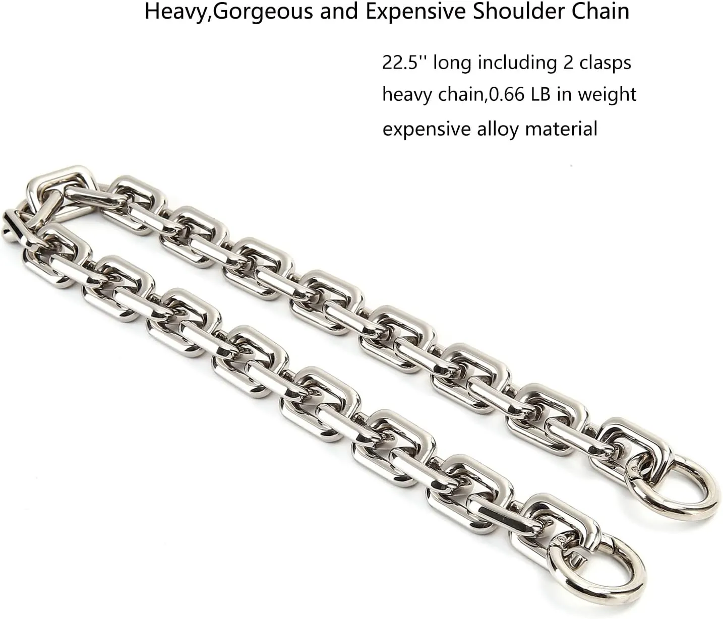 22.5 Inch Gorgeous Heavy Metal Bag Chain Purse Handle Shoulder Strap Replacement (Silver, Small)