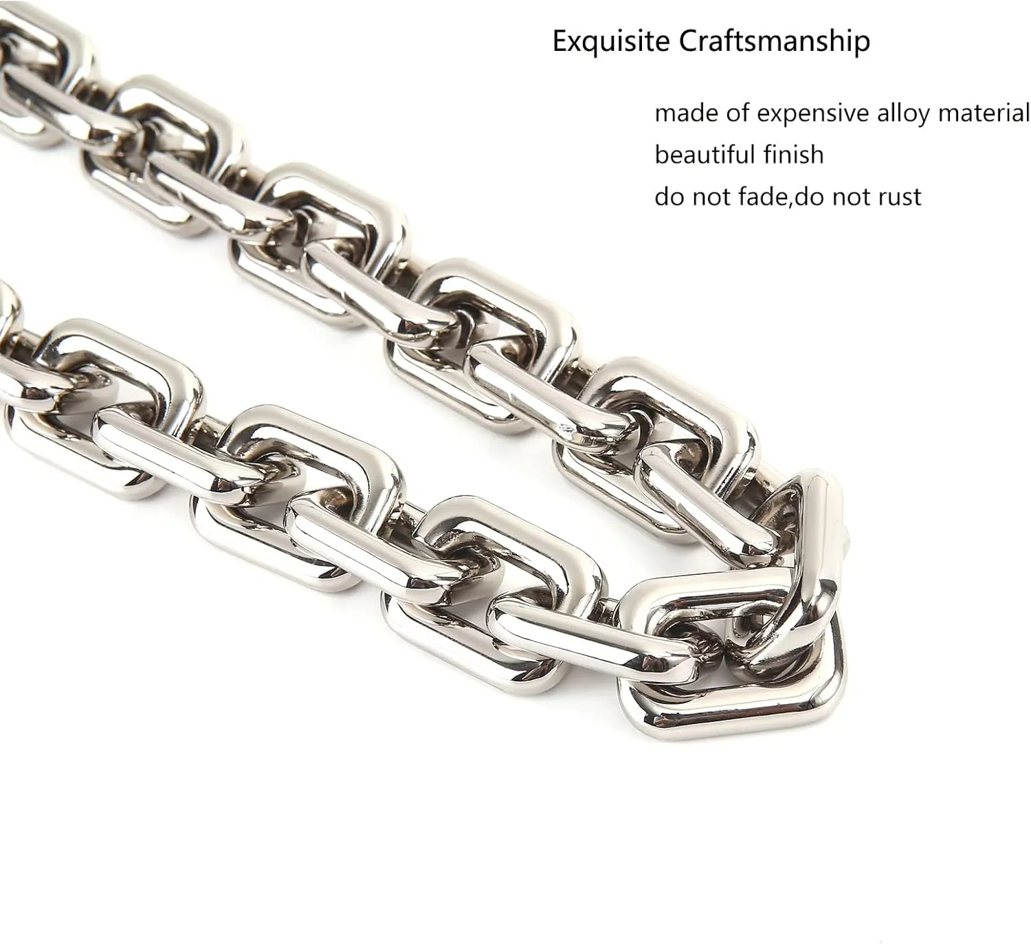 22.5 Inch Gorgeous Heavy Metal Bag Chain Purse Handle Shoulder Strap Replacement (Silver, Small)