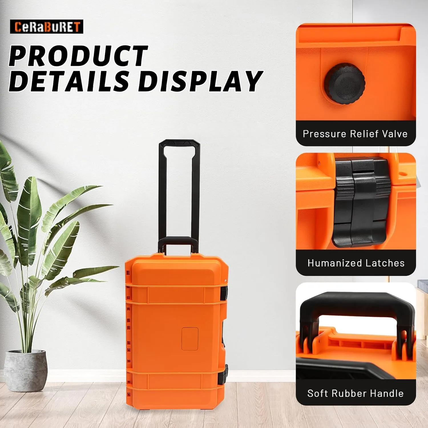 22" Protective Roller Camera Hard Case, Camera Protective Tools, Easy To Carry, Water And Shock Resistant With Foam, Protective Case For For Storing Camera Equipment And Other Valuables (Orange)