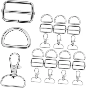 24pcs Metal Swivel Snap Hooks and D Ring Buckles for Keychains Handbags and DIY Projects Versatile Hardware Kit for Dog Collars and Straps
