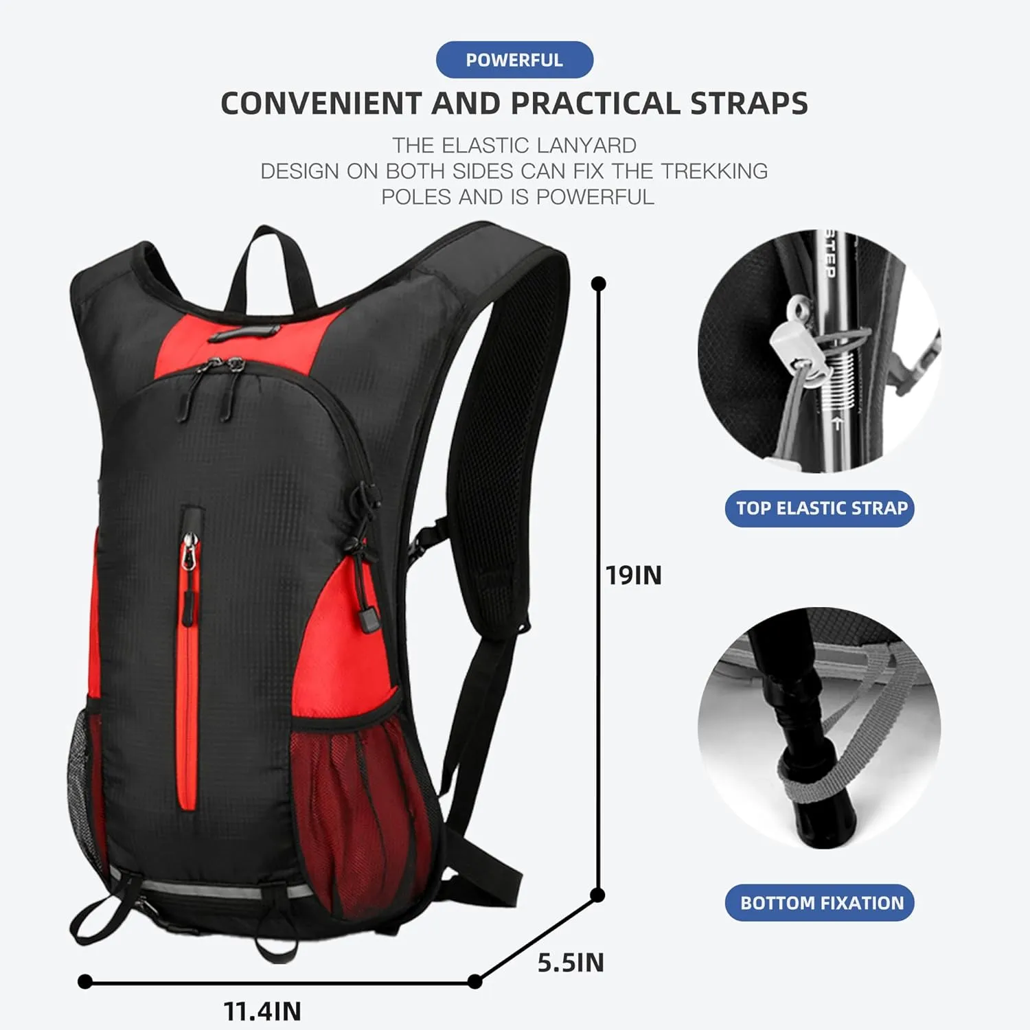 25L Ultralight Lightweight Waterproof HikingBackpack Foldable Travel Camping Hiking Outdoor Sports Backpack Daypack with reflective strips (black red)