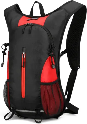25L Ultralight Lightweight Waterproof HikingBackpack Foldable Travel Camping Hiking Outdoor Sports Backpack Daypack with reflective strips (black red)