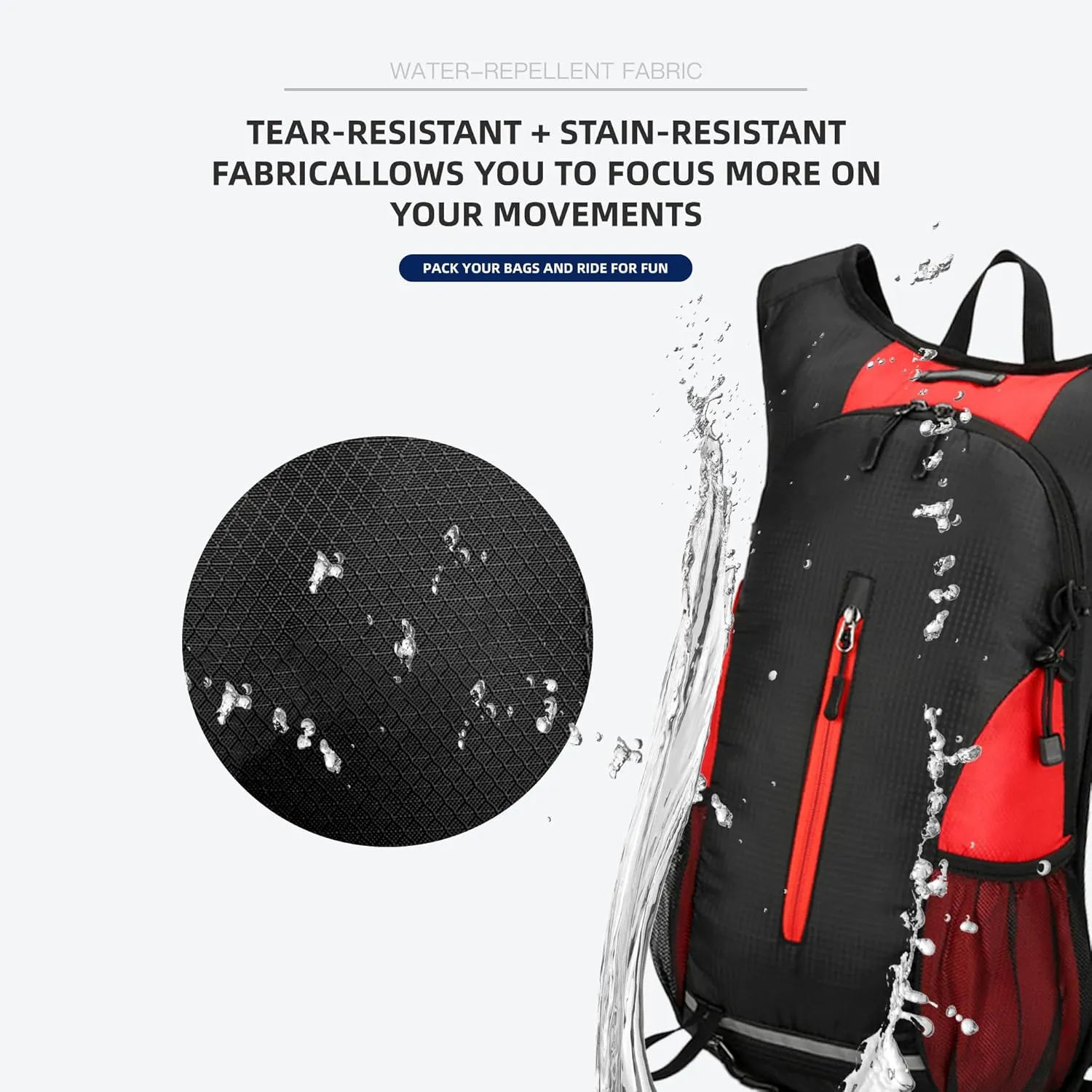 25L Ultralight Lightweight Waterproof HikingBackpack Foldable Travel Camping Hiking Outdoor Sports Backpack Daypack with reflective strips (black red)