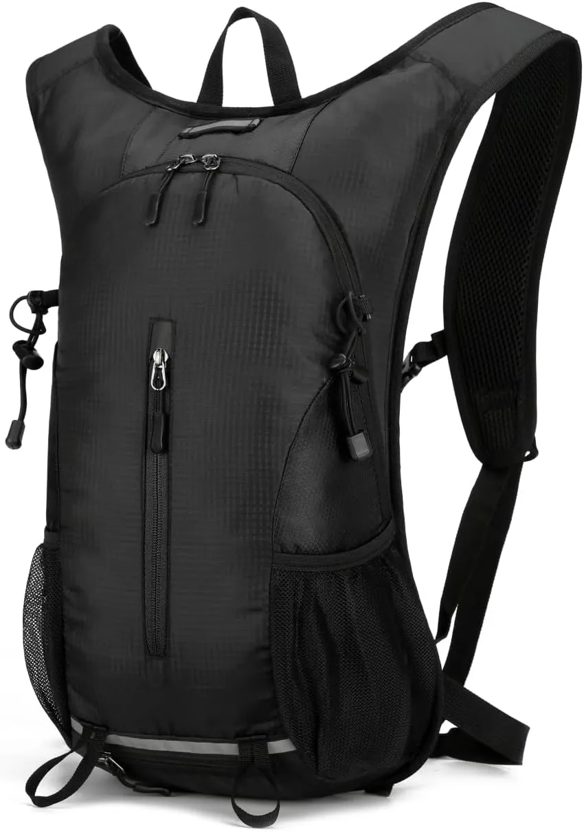 25L Ultralight Lightweight Waterproof HikingBackpack Foldable Travel Camping Hiking Outdoor Sports Backpack Daypack with reflective strips(black)