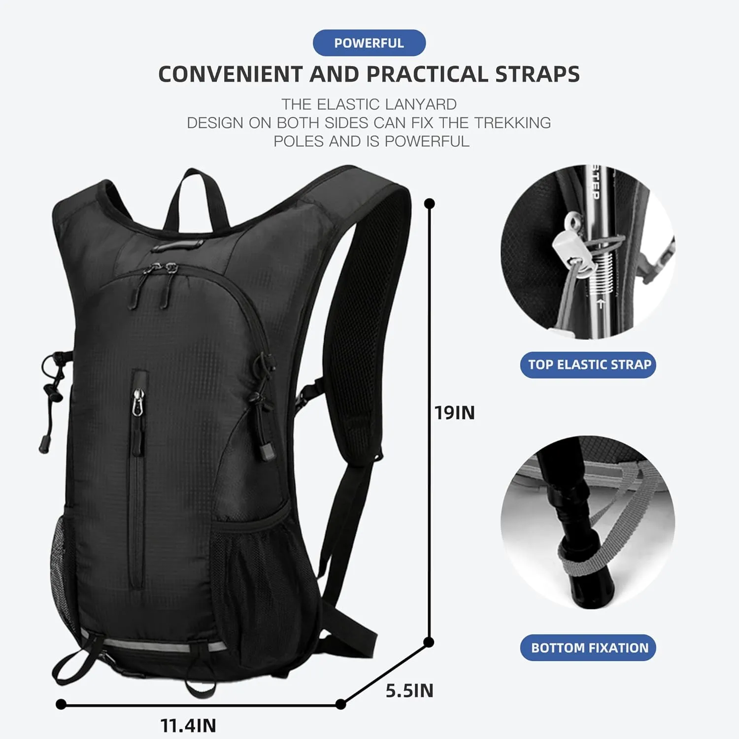 25L Ultralight Lightweight Waterproof HikingBackpack Foldable Travel Camping Hiking Outdoor Sports Backpack Daypack with reflective strips(black)