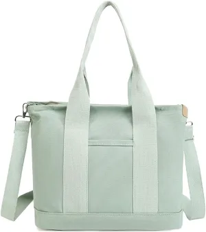 2E-youth Canvas Tote Bag for Women Large Capacity Multi-Pocket Handbag Crossbody bag Satchel Bag