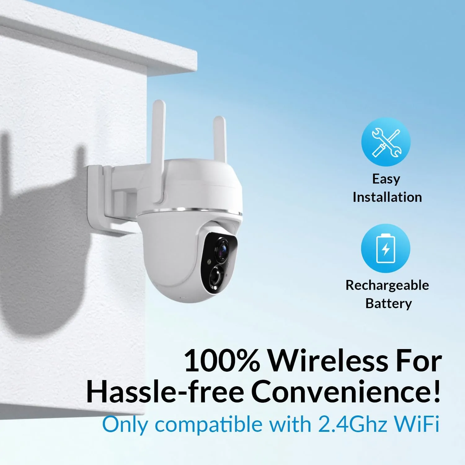 2K Solar Wireless Security Cameras Outdoor, 355° PTZ, Solar & Battery Powered, PIR Motion Detection, 3MP Full-Color Night Vision, IP65 Waterproof, Cloud/SD Card Storage(Without SD Card)