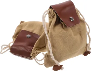 2PCS Collapsible Canvas Foraging Bag Medieval Belt Bag for Fruit Picking Outdoor Storage Pouches for Camping Travel Hiking Lightweight Portable Design