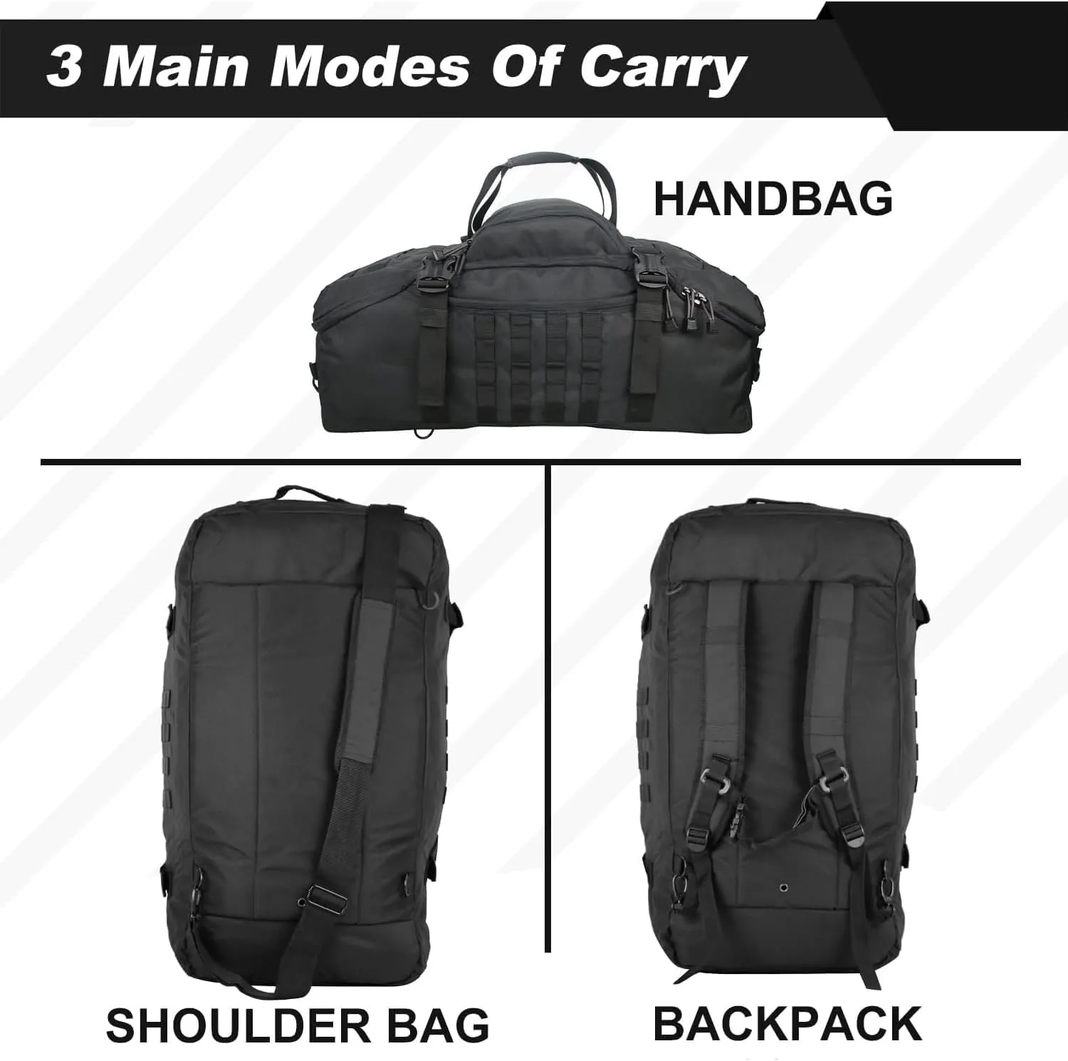 3 In 1 Tactical 30L Military Backpack Travel Duffle Bag for Weekender Gym Workout Deployment