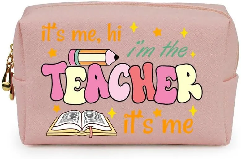 3-In-1 Teacher Canvas Tote Bag Grocery Reusable Handbags Jewelry Box and Makeup Bag Set For Teacher Gift