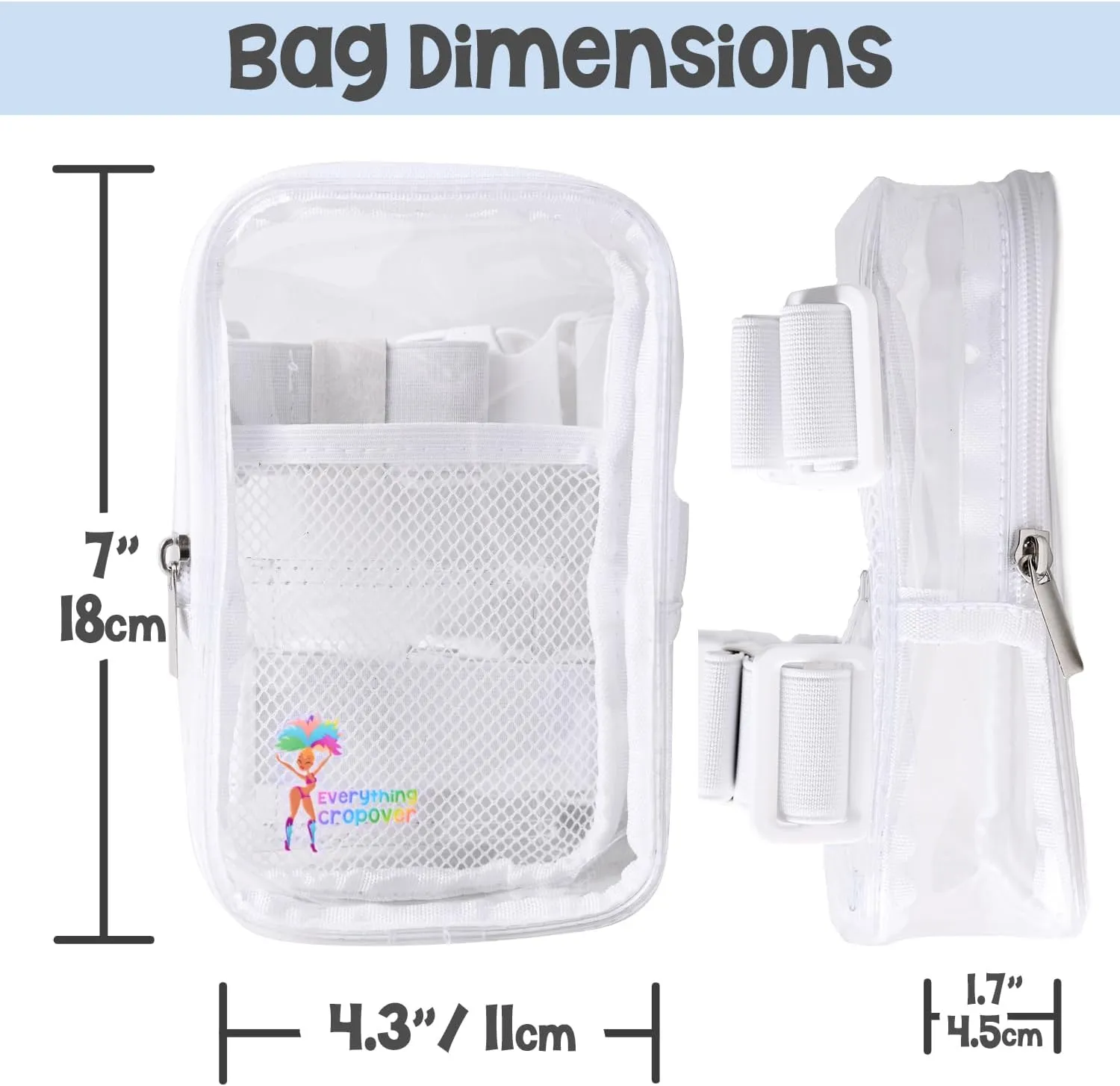 3-IN-1 Thigh Bag Fanny Pack Crossbody | Stadium Leg Harness Waist Bag | Rave Leg Pack with Buckles | Clear