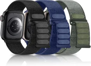 3 Pack Band Compatible with Apple Watch Band 38mm 40mm 41mm 42mm 44mm 45mm 46mm 49mm Women Men, Breathable Braided Woven Fabric Nylon Sport Loop Strap for iWatch SE Ultra Series 10 9 8 7 6 5 4 3 2 1