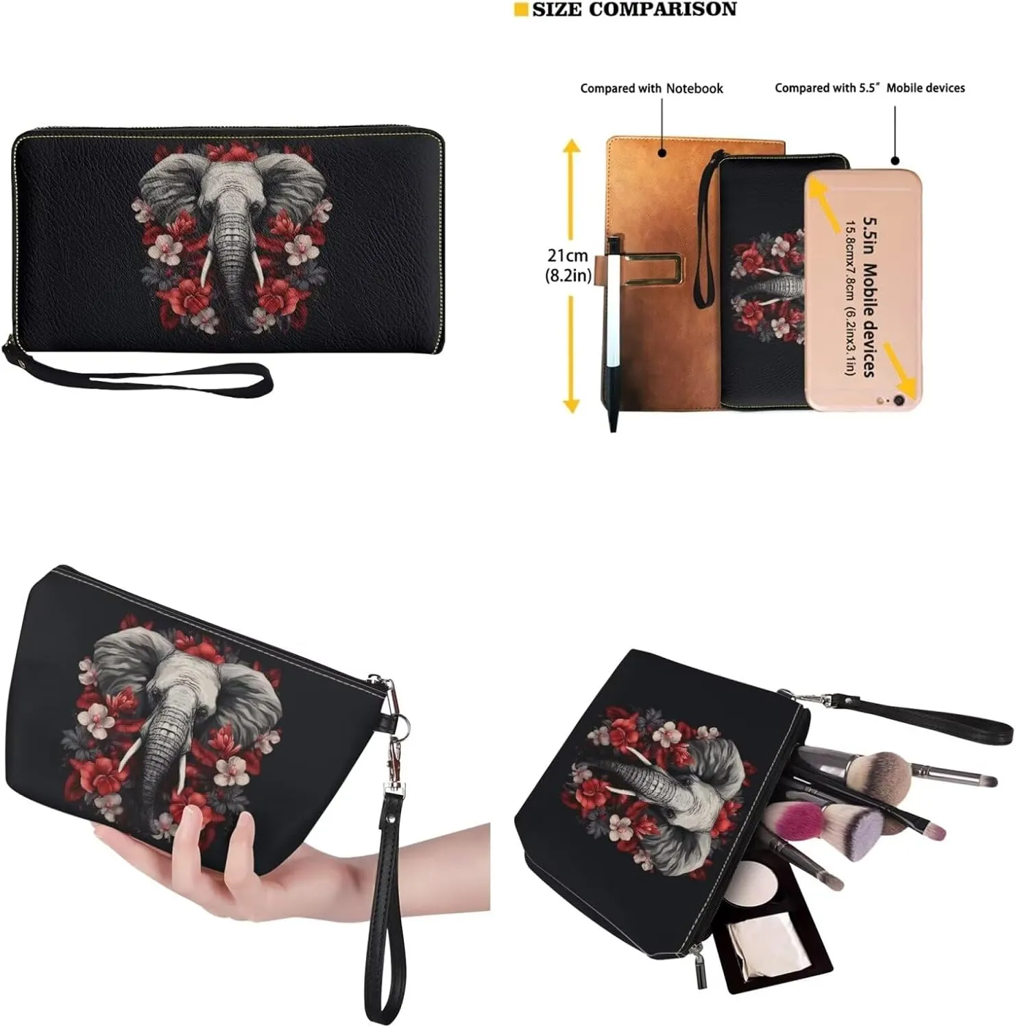 3 PCS Top Handle Tote Shoulder Bag for Women, Large Casual Handbag with Matching Wallet Cosmetic Case