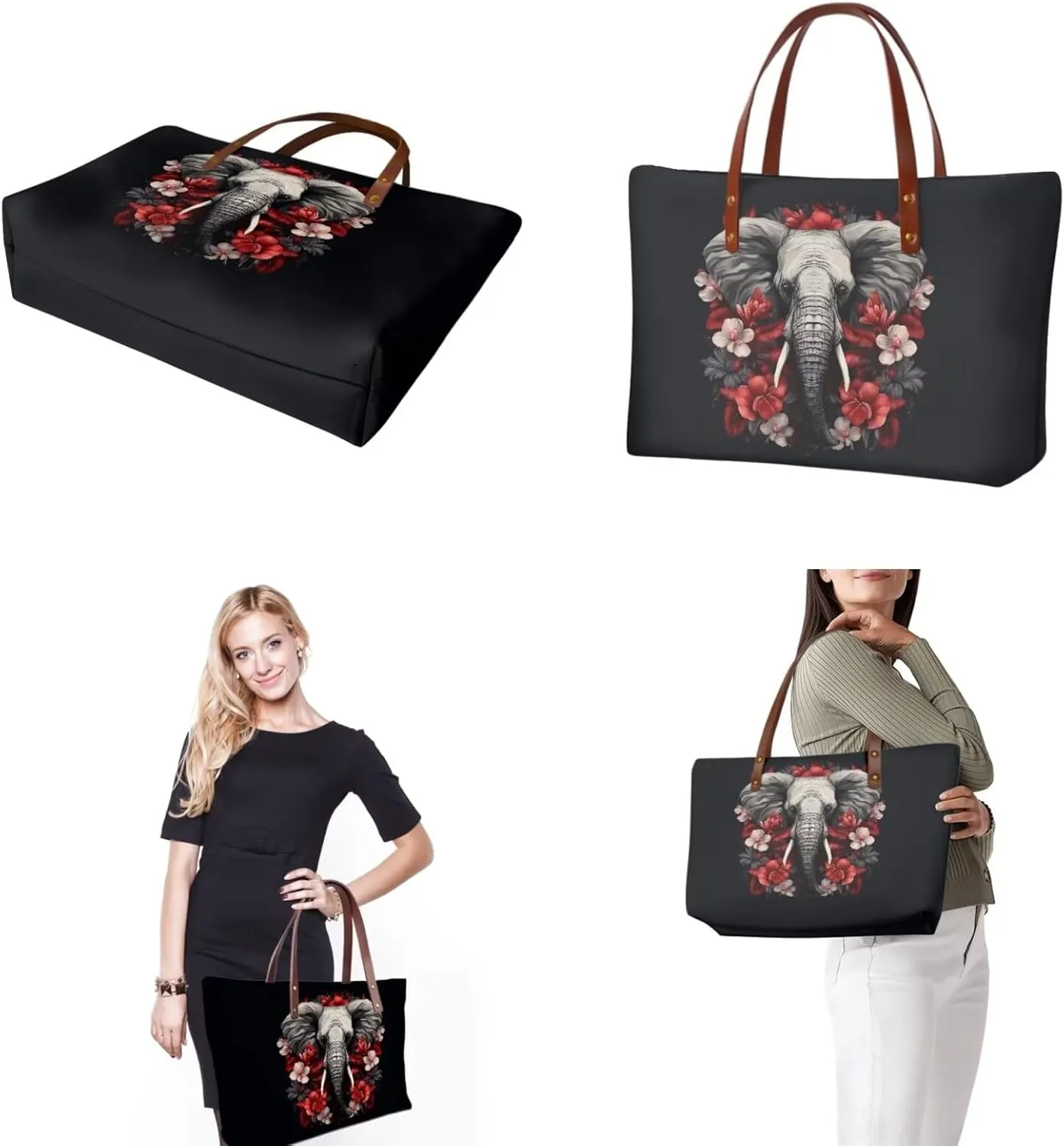 3 PCS Top Handle Tote Shoulder Bag for Women, Large Casual Handbag with Matching Wallet Cosmetic Case