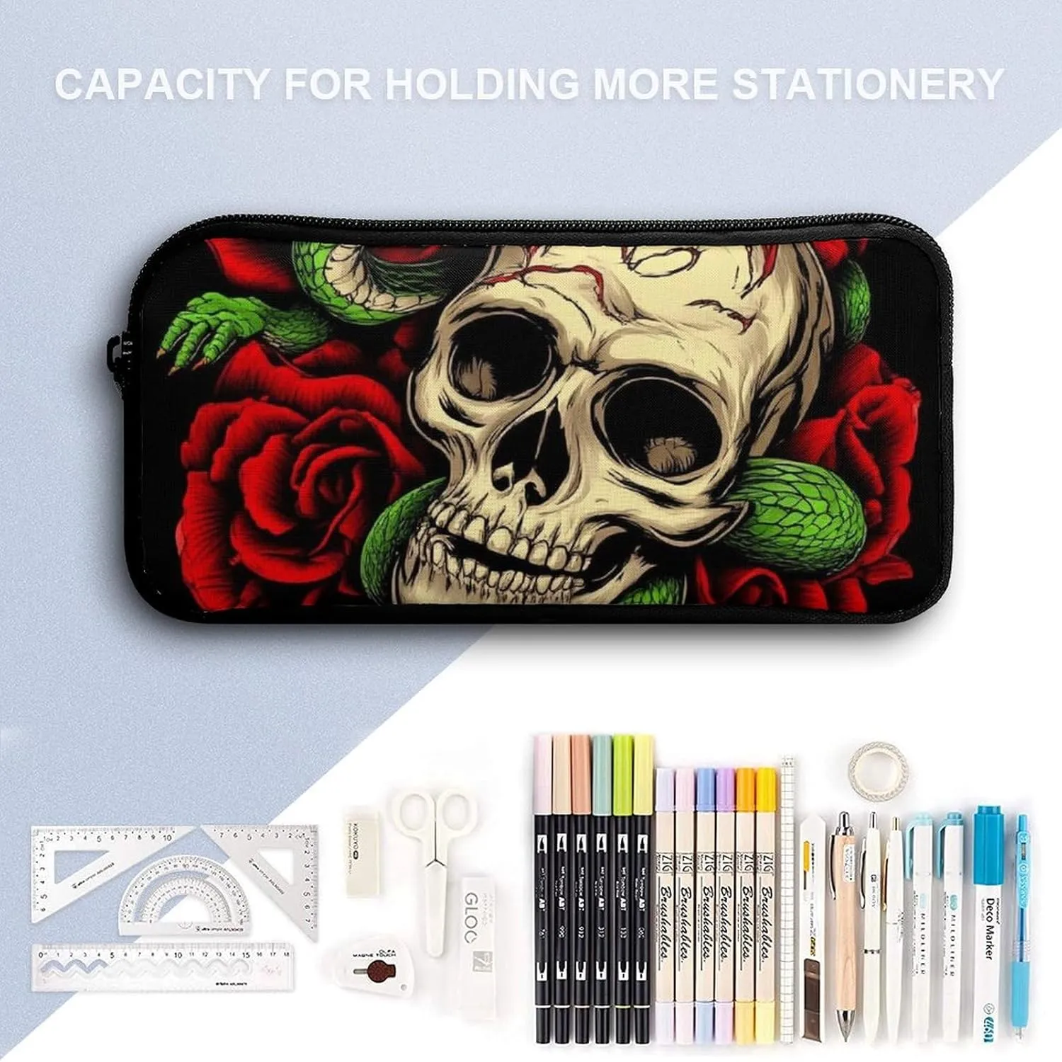 3-Pieces Backpack Skull Red Rose Florals Snake Art (1) Backpack Purse for Women Rucksack for Ladies Shoulder Bag