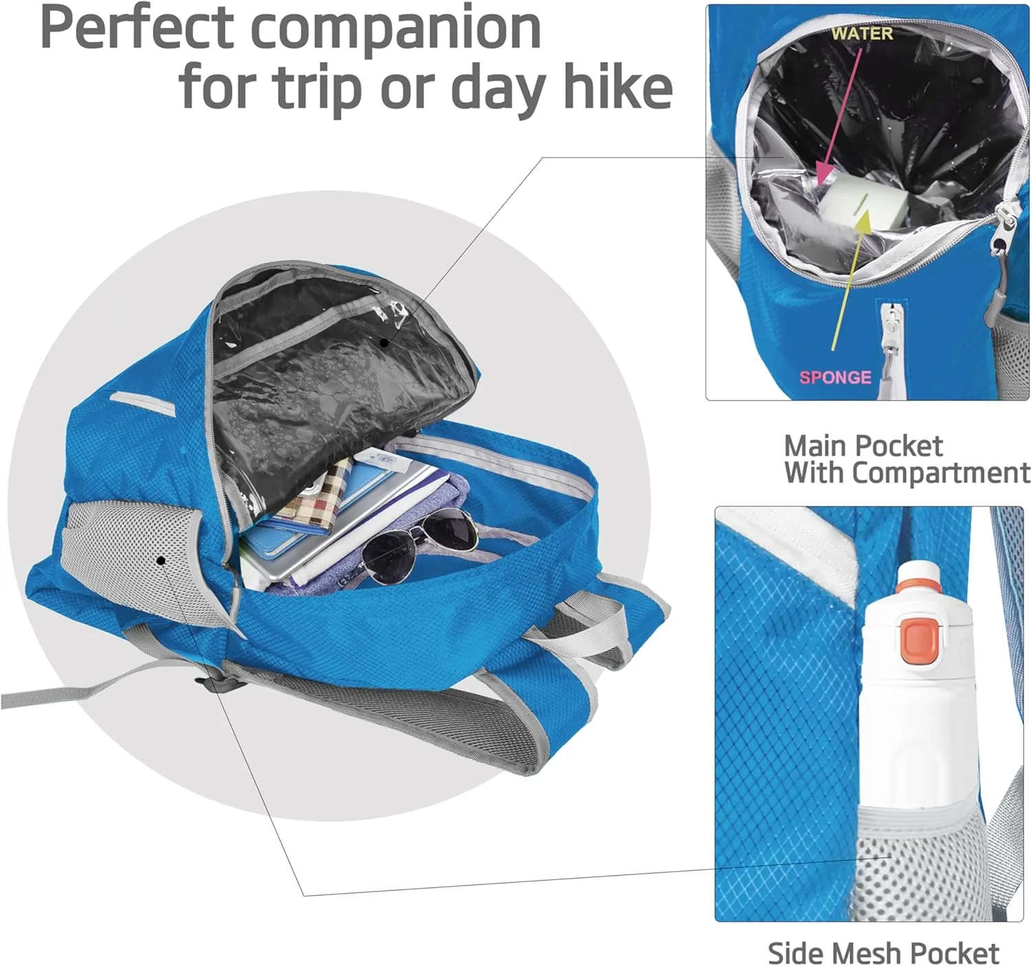 35L Foldable Waterproof Backpack For Outdoor Sports Travel Inside Wet Clothes Compartment Packable For Multiple