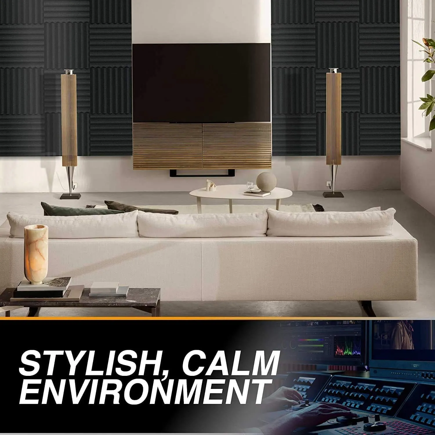 36 Pack Self-Adhesive Acoustic Panels 1 X 12 X 12 Inches - Acoustic Foam - Studio Foam Wedges - High Density Panels - Soundproof Wedges - Charcoal